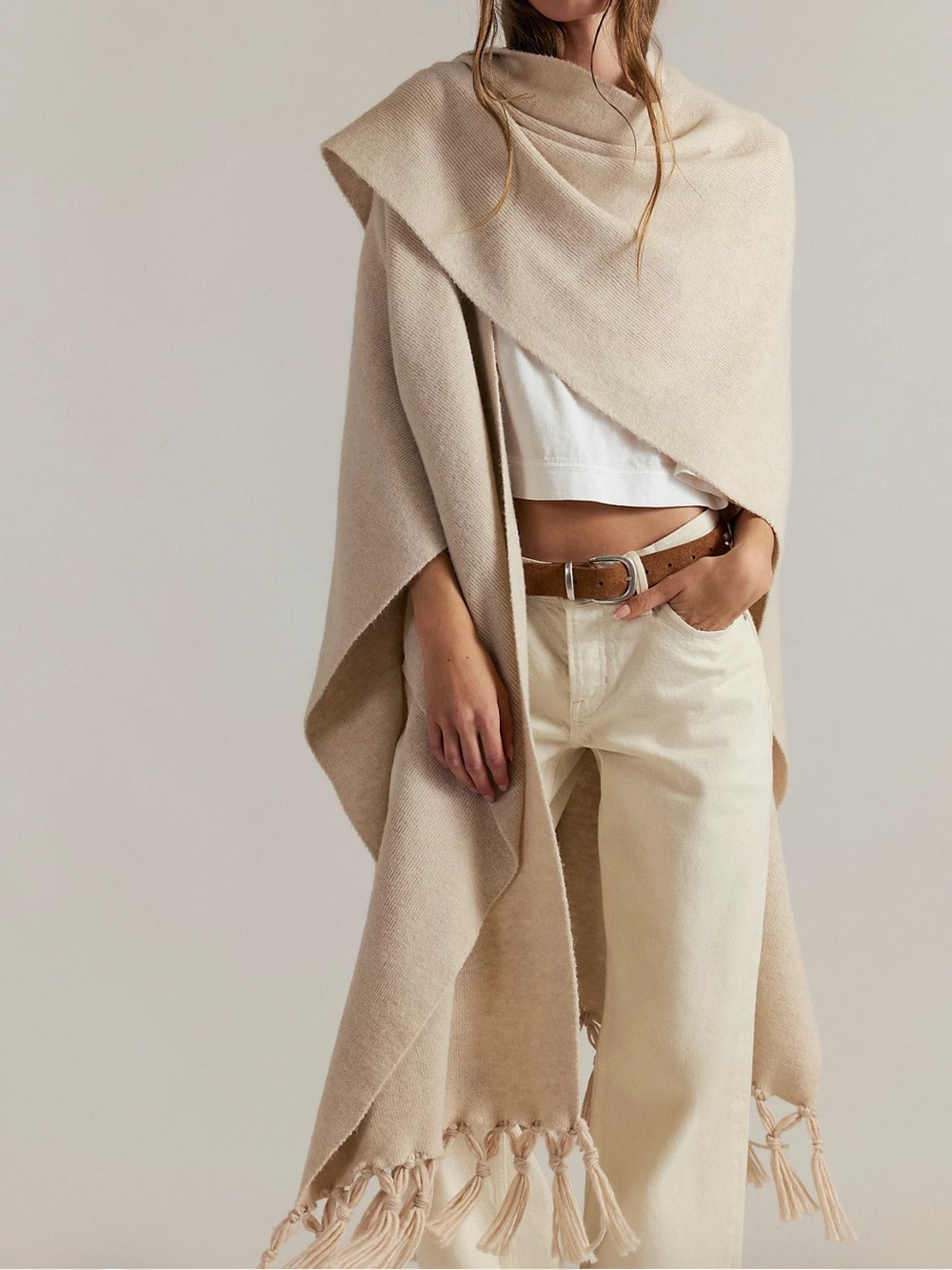 Free People Blanket Duster Wrap in Ivory | NWT